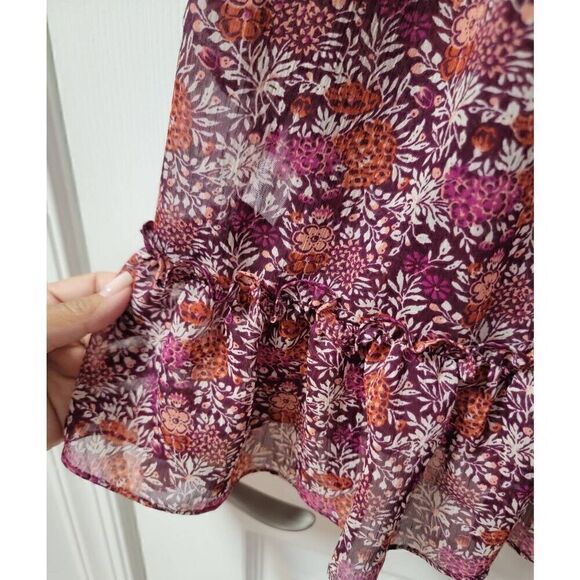 MISA LA Floral Print Cold Shoulder Ruffle Top S - Picture 4 of 8